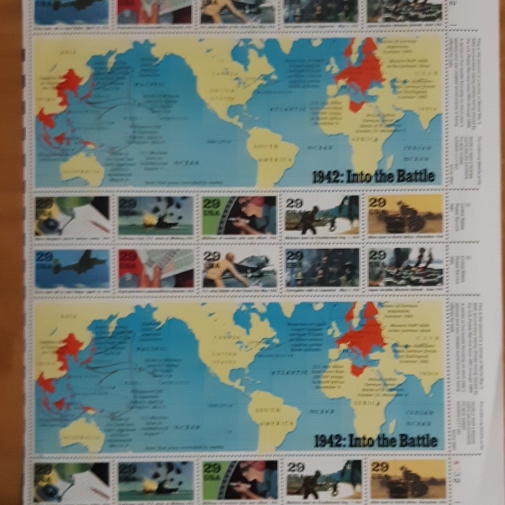 1991 Vintage US stamps: 1942 Into the Battle